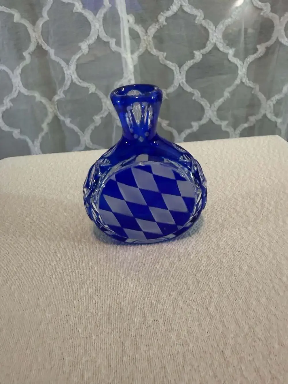 Bavarian Cobalt Blue Cut-to-Clear Small Crystal Bottle